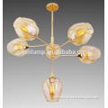 Amber glass lamp shade and golden color lamp body ceiling lamp